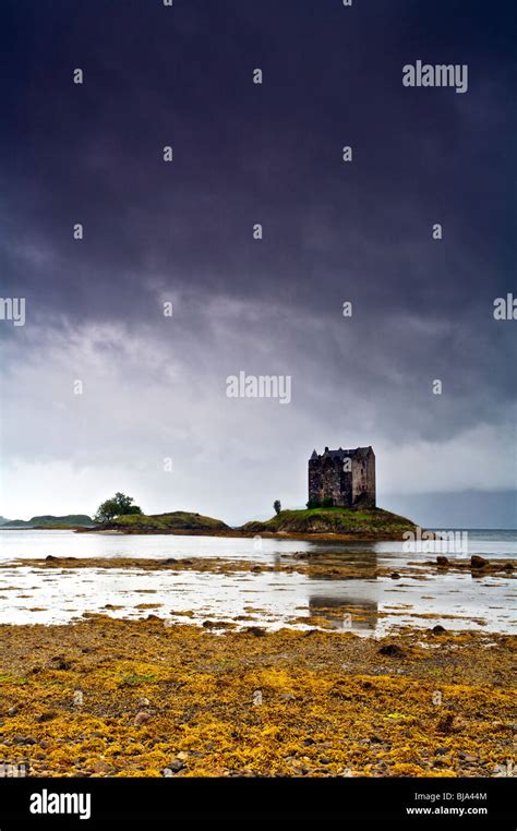 Castle Stalker On Lock Laich An Inlet Of Loch Linnhe Near Port Appin In