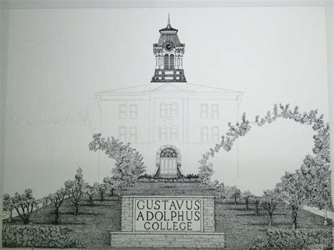 Gustavus Adolphus College Old Main Mounted And Matted Print Etsy