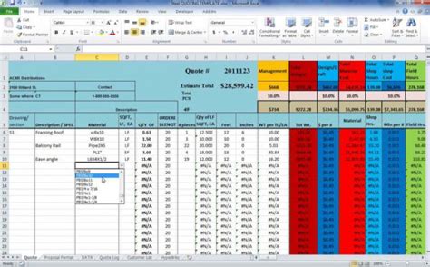 Estimating Spreadsheet Template — Db