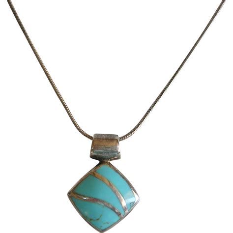 Sterling Silver Inlaid Turquoise Necklace Halskette Ideen