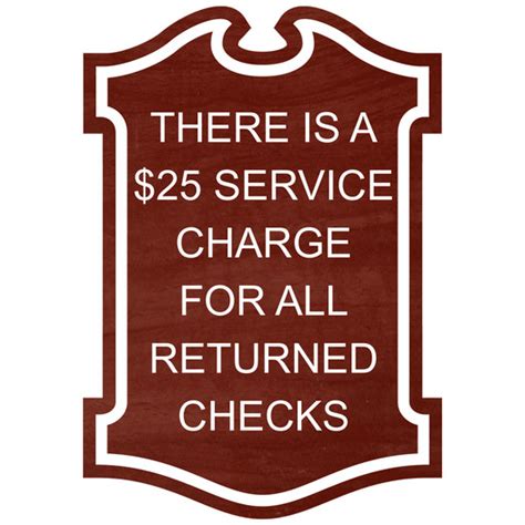 Service Charge Returned Checks Engraved Sign Egre 18030 Whtoncnmn