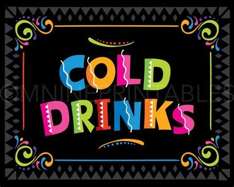 Fiesta Party Sign Printables Cold Drinks Sign Downloads Etsy Baseball