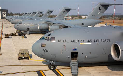 Rare Sight As All Eight Raaf C 17a Globemaster Iii Strategic Airlifters