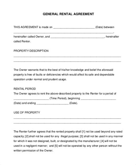 Free Sample Rental Agreement Forms In Pdf Ms Word
