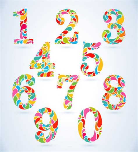 Floral Colorful Numbers Set — Stock Vector © Ostapius 51675545