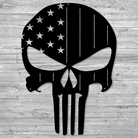 Kands Design Elements Quality Metal Sign American Flag Skull Sign K