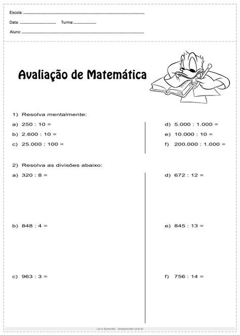 Problemas De Matemática 4 Ano Multiplicação E Divisão