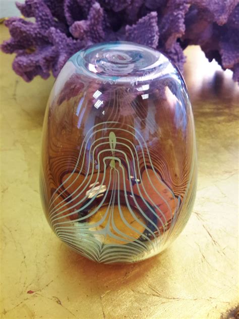 Marc Boutte Art Glass Vase Signed Boutte Iridescent Purple Etsy