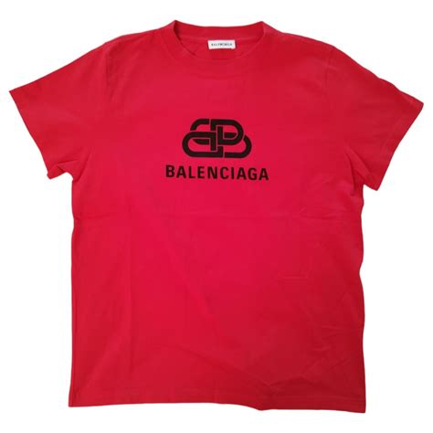 balenciaga red t shirt with bb logo cotton ref 806971 joli closet