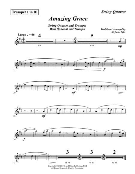 Amazing Grace For String Quartet And Trumpet By Traditional Digital