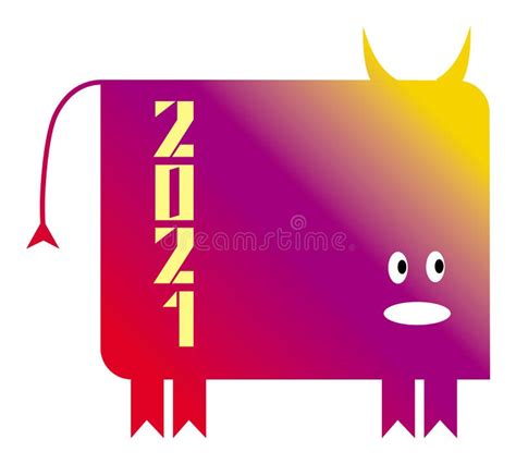 Year Of The Bull 2021 Stylized Bull Symbol Eastern Horoscope Stock
