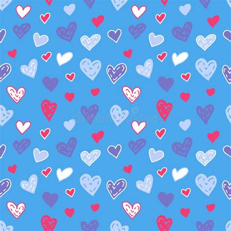 Romantic Colorful Hearts Seamless Pattern Stock Vector Illustration