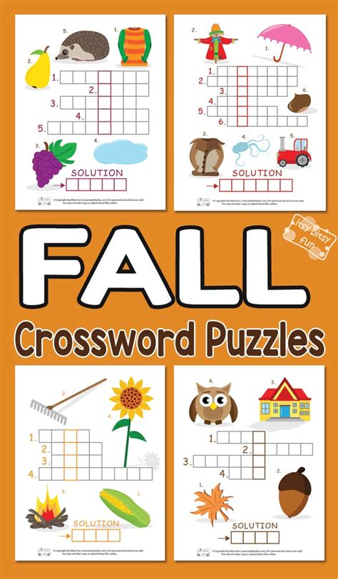 Fall Crossword Puzzles Itsy Bitsy Fun