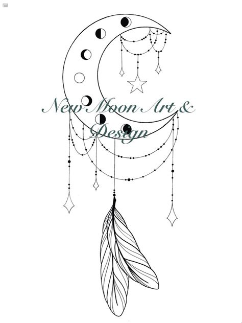 Dreamcatcher Drawing Feather Drawing Moon Dreamcatcher Cresent Moon