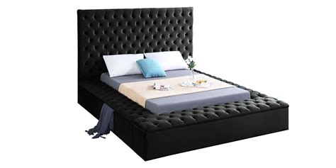 Black Velvet Tufted Storage Queen Bed Bliss Meridian Contemporary Modern Buy Online On Ny