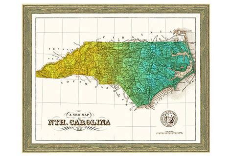 Rustic Framed North Carolina Print On Rustic Frames