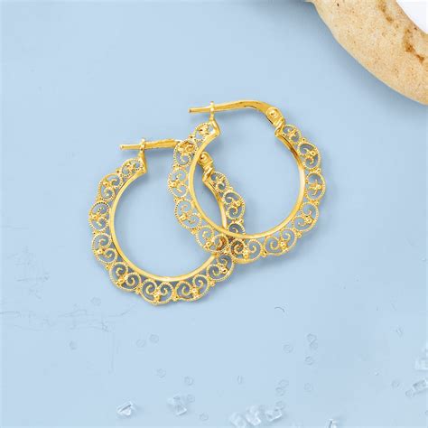 Italian 14kt Yellow Gold Filigree Hoop Earrings 78 Ross Simons