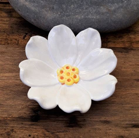 White Ceramic Daisy Bowl Small Pottery Flower Bowl Floral Etsy
