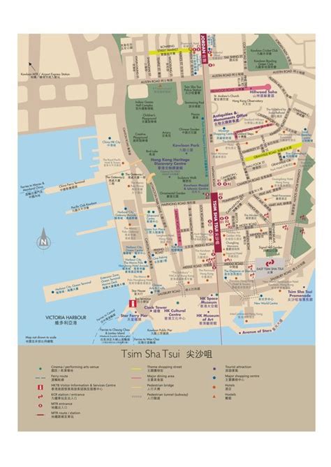Tsim Sha Tsui Hong Kong Map Victoria Harbour Tourist Map Hong Kong