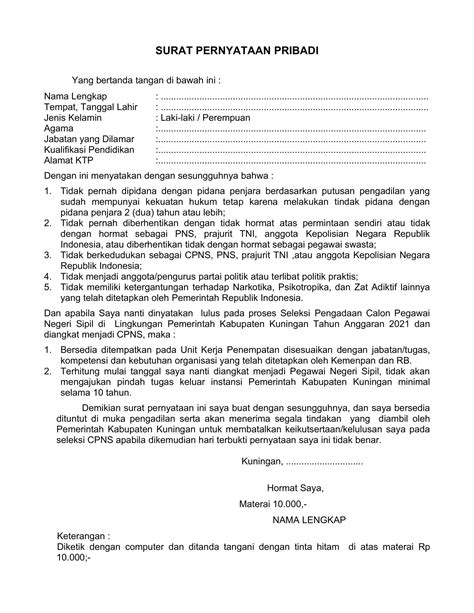 Contoh Surat Pernyataan Pppk Teknis 2022 Homecare24