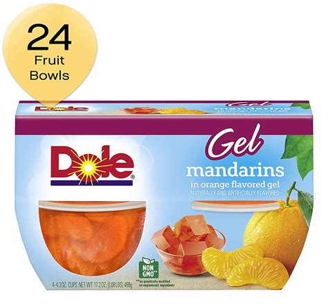 Dole Fruit Bowls Mandarins In Orange Gel 4 Cups 6 Pack