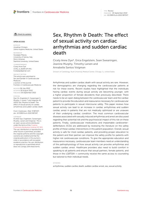 pdf sex rhythm and death the effect of sexual activity on cardiac arrhythmias and sudden
