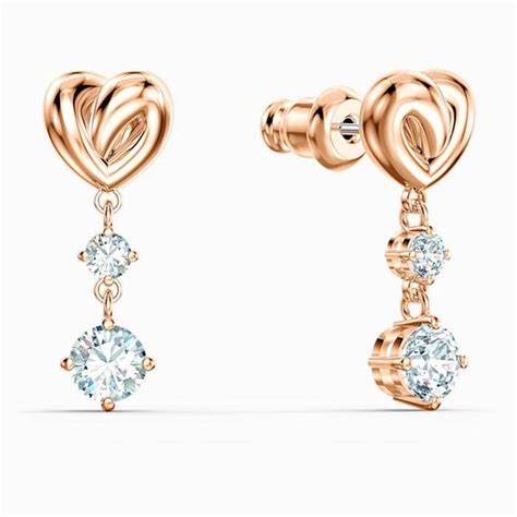 Swarovski Lifelong Heart Earrings Rose Gold 5517942 Earings Piercings