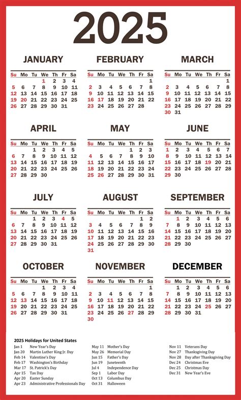 2025 Calendar With Holidays Printable And Free Download Pretty Designs