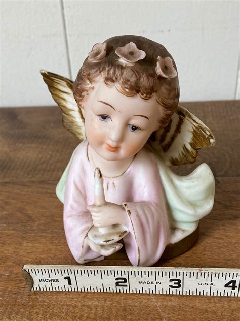 Vintage Angel Cherub Figurine Tilso Japan Hand Painted Etsy