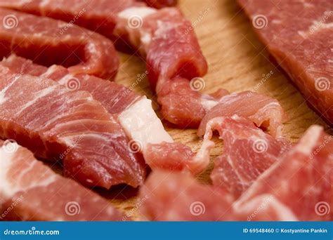 Sliced Pork Meat Stock Photo Image Of Bright Meat Industrial 69548460