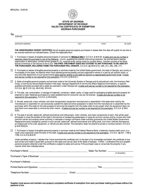Ga Dor St 5 2016 Fill Out Tax Template Online Us Legal Forms