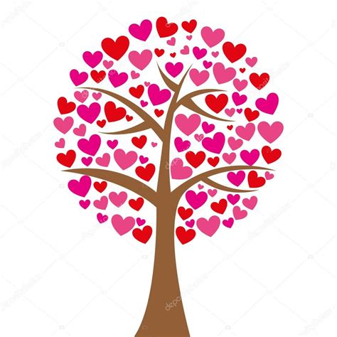 Árbol de san valentín, amor, hoja de corazones. Árbol corazones amor romántico icono Imagen Vectorial de ...