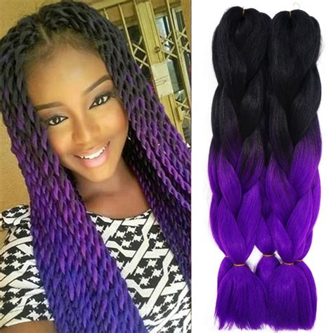 Purple Braiding Hair Ombre Xpressions Jumbo Kanekalon Colors 24 100g Ombre Synthetic