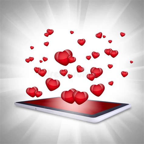 Rote Herzen Fliegen Aus Dem Tablet-PC Heraus Stock Abbildung - Illustration von auszug, geschenk