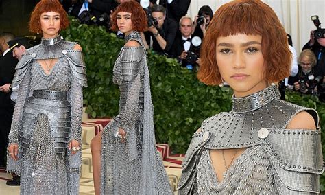 Met Gala Zendaya Channels Joan Of Arc In Chainmail And Armor Gown