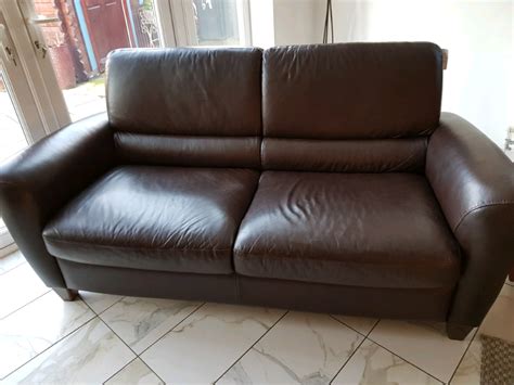 Brown Two Seater Ikea Leather Sofas X 2 In Kempston Bedfordshire