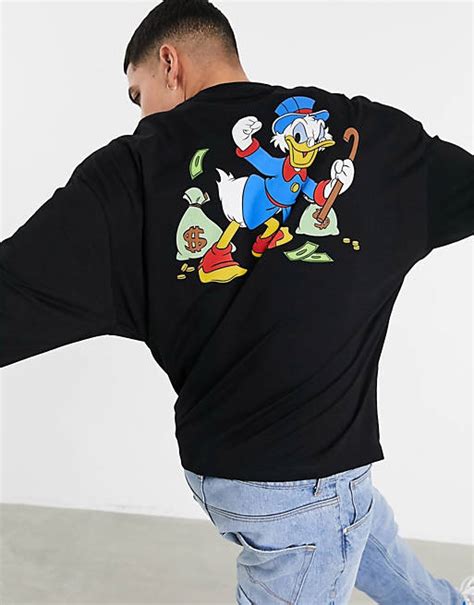 Asos Design Disney Scrooge Donald Duck Oversized Long Sleeve T Shirt