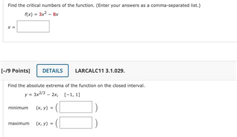 solved f x 3x2−8x x [ 19 points] larcalc11 3 1 029 find