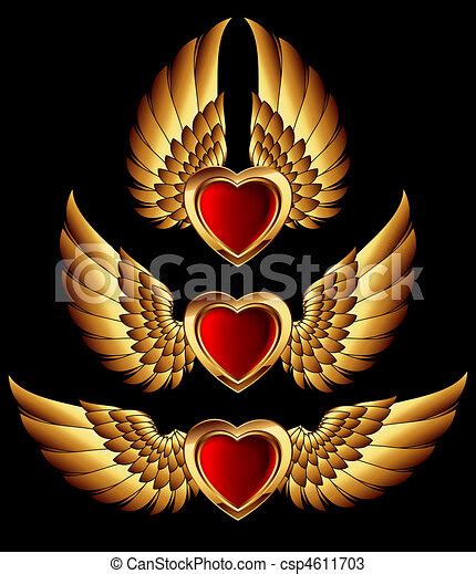 Heart Forms With Golden Wings This Illustration May Be