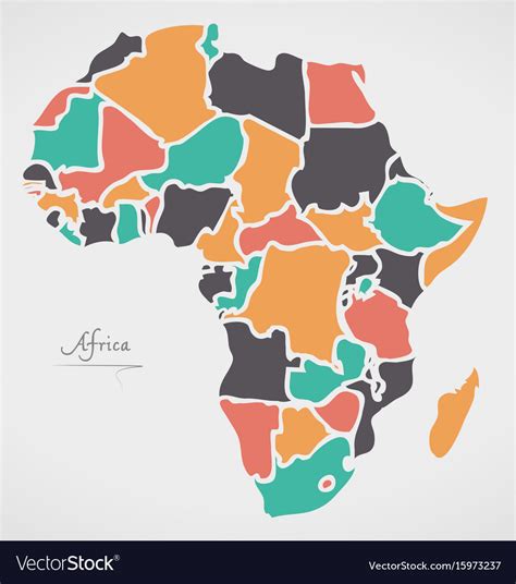 Africa Continent Map With States Royalty Free Vector Image