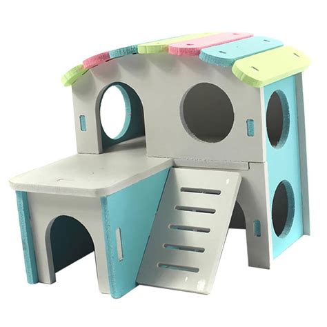 Hamster House Wooden Pet Cabin Small Animal Hideout Villa Hut For Small