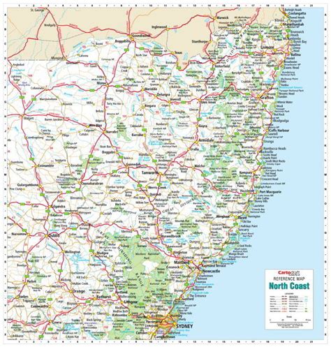 Buy North Coast Nsw Wall Map With Hang Rails Mapworld
