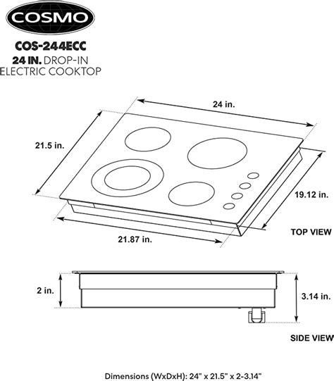 Cosmo 24 In Electric Ceramic Glass Cooktop With 4 Elements Dual Zone