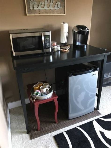 Consider this for our guest bedroom. Microwave, Mini Fridge/Freezer and