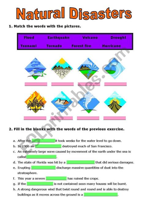 Natural Disasters Worksheets Primary Students Primary