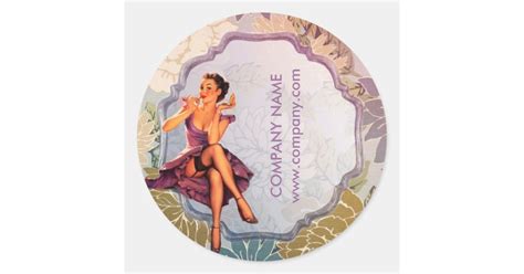pin up girl cosmetologist hair makeup artist classic round sticker zazzle