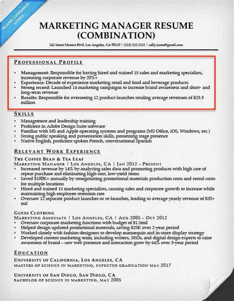 Sample Resume With Professional Profile How To Write A Professional
