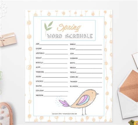 Spring Word Scramble Free Printable The Beehive Connection