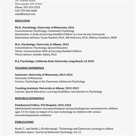 Teaching, assistant, academic, or research. Academic Curriculum Vitae (CV) Example and Writing Tips