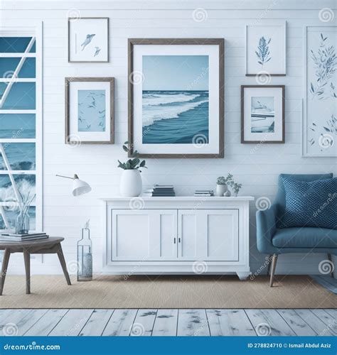 Dreamy Simplicity: Mock Up Poster Inspires Calm in Scandinavian Bedroom